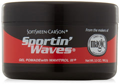 SoftSheen Sportin' Waves Pomade jar close-up highlighting maximum wavemaking formula