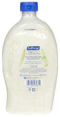 Softsoap Moisturizing Hand Soap Refill Aloe Vera cap shows spill-free pouring design.