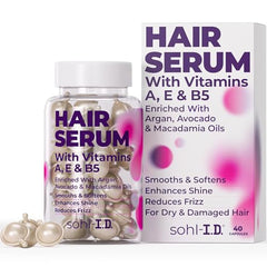 sohl-I.D. Hair Serum bottle shows a non-greasy hydration for frizz control.