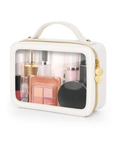 Soimeat Clear Makeup Bag with transparent PVC for quick item locating during travel.