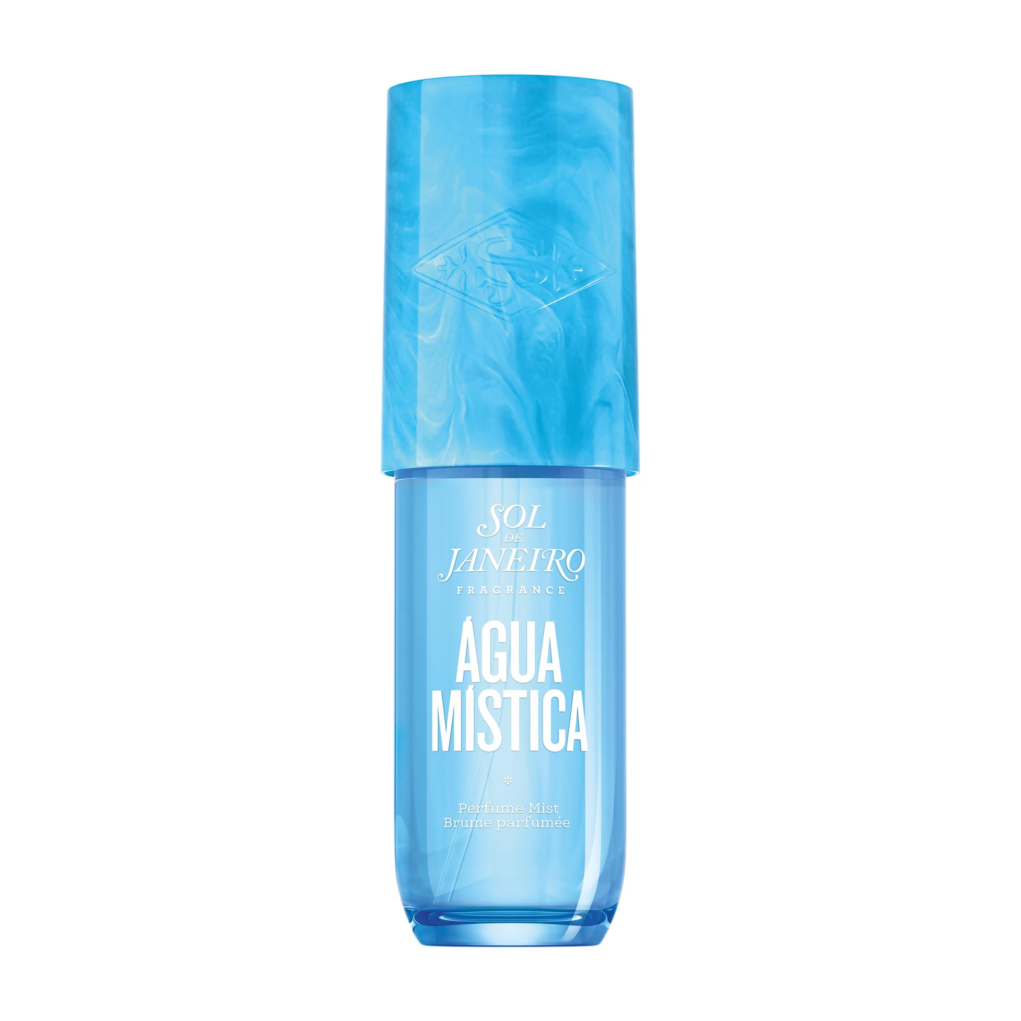 Sol de Janeiro Agua Mistica mist bottle front emphasizes travel-friendly citrus fragrance.