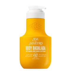 Sol de Janeiro Body Badalada Vanilla Lotion bottle shows daily hydration with Cheirosa 62.