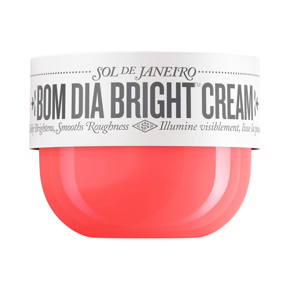 Sol de Janeiro Bom Dia AHA Body Cream tube ready for application for brightening and smoothing.