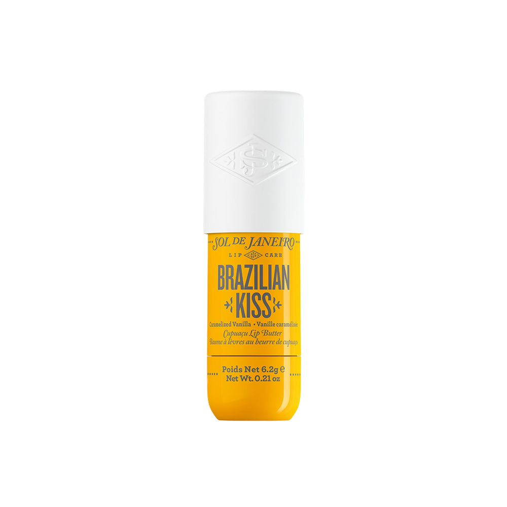Sol de Janeiro Brazilian Kiss Lip Butter application shows quick hydration for dry lips.