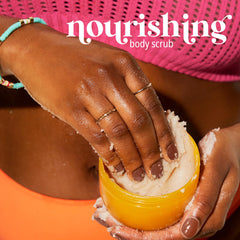 Sol de Janeiro Bum Bum Body Scrub crushed cupuaçu seeds texture adds even skin tone and smoothness.
