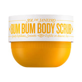 Sol de Janeiro Bum Bum Body Scrub packaged tub provides gentle exfoliation for smoother skin.