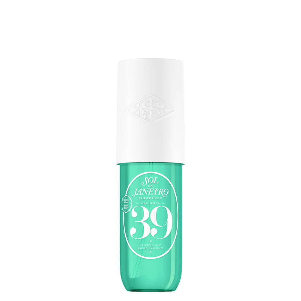 Sol de Janeiro Cheirosa 39 mist bottle shows travel-ready fragrance for daily refresh.