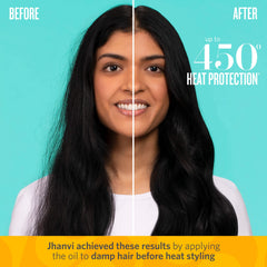 End-application on dry hair demonstrates smoothing and frizz tame