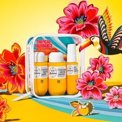 Sol de Janeiro tropical abundance travel set packaging highlights TSA-friendly mini sizes.