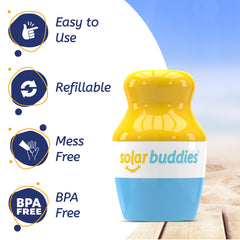 Solar Buddies 100ml travel size with clear indicator for compliant carry-on packing.