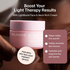 Solawave LightBoost Rich Cream on chest for smoother skin