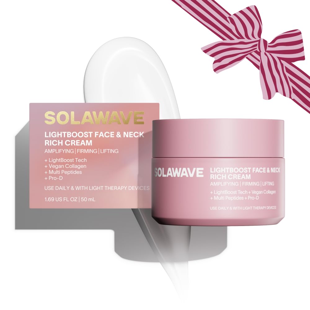 Solawave LightBoost Rich Cream on face during application for hydration