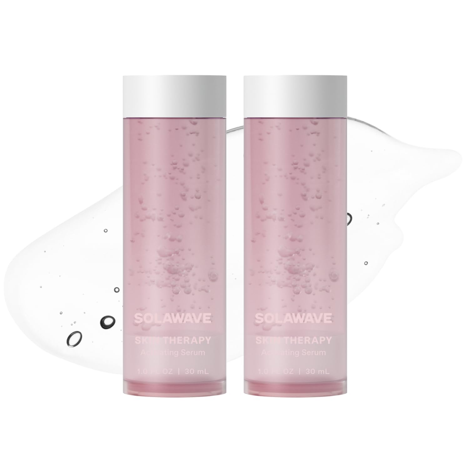 Solawave Skin Therapy Serum bottle showcases hydrating formula for radiant skin