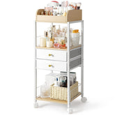 SOLIMINTR makeup organizer top compartments for brushes and perfume, easy access.