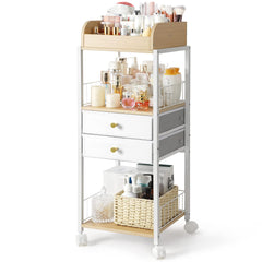 SOLIMINTR makeup organizer top compartments for brushes and perfume, easy access.