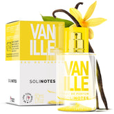 Solinotes Vanilla bottle close-up showing premium vanilla for a refined, mood-elevating unisex scent.