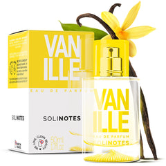 Solinotes Vanilla bottle close-up showing premium vanilla for a refined, mood-elevating unisex scent.