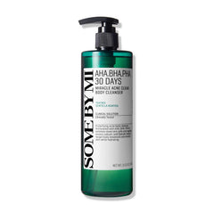 SOME BY MI AHA BHA PHA 30 Days Miracle Body Cleanser bottle closeup for gentle exfoliation