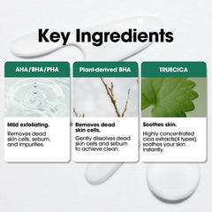 SOME BY MI ingredients graphic highlights AHA/BHA/PHA exfoliation for gentle skin renewal.