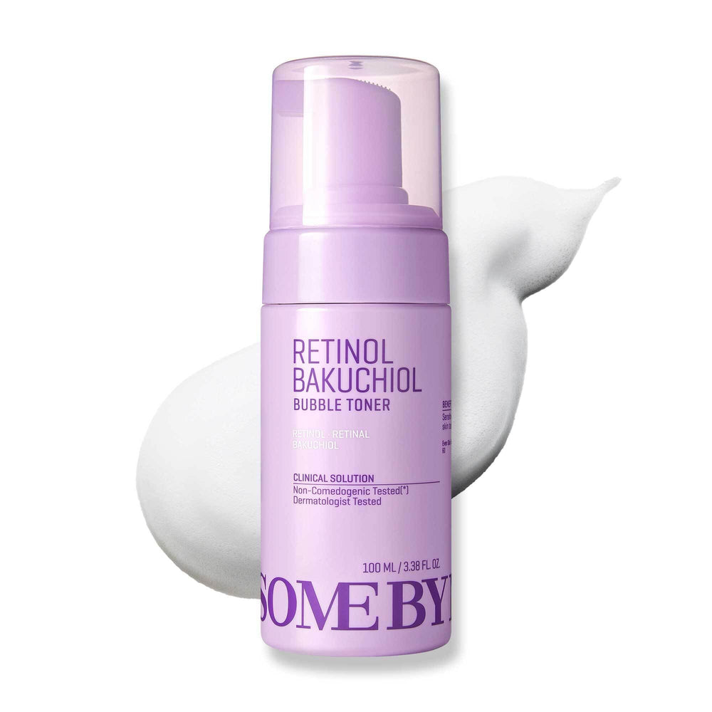 SOME BY MI Retinol Bakuchiol Bubble Toner bottle closeup showing hydrating formula