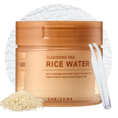 SOMISOME Rice Water Cleansing Pads packshot showing a 50-count box for fast makeup removal