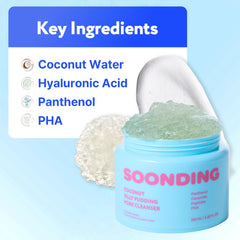 SOONDING Coconut water soothing shot suggests refreshing cleansing during routines.