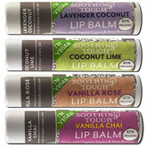 Soothing Touch vegan lip balm packaging for daily moisture and natural lip care.