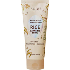 SOQU Rice Foam Cleanser bottle with creamy lather for daily hydration