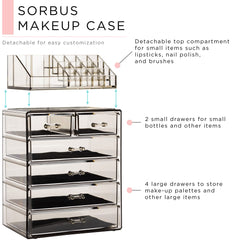 Sorbus acrylic makeup organizer brush lipstick slots for quick beauty routines.