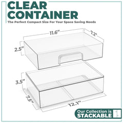 Sorbus acrylic storage containers stacked to maximize vertical bathroom storage.