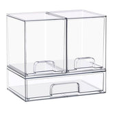 Sorbus acrylic storage wide-drawer shows clear organization for cosmetics and bathroom essentials.