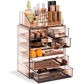 Sorbus Bronze Glow top-compartment brushes lipsticks organizer for easy daily routine.