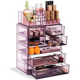 Sorbus Clear Cosmetic Makeup Organizer front view for easy vanity organization.