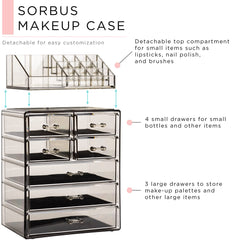 Sorbus brush and jewelry area keeps accessories neatly separated and visible.