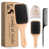 Sosoon hair brush with wooden handle for smooth detangling and scalp massage