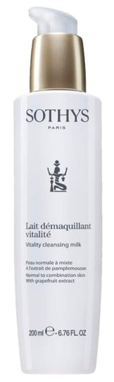 SOTHYS Vitality Cleansing Milk bottle pour for gentle makeup removal