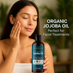 SOULSATION jojoba oil face application demonstrates a lightweight, fast-absorbing moisturizer for sensitive skin.