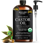 SoulSpa Pure castor oil bottle in amber glass with pump for easy daily use