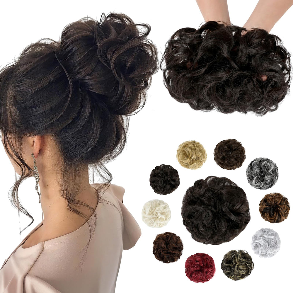 Soulwigger messy bun on-model in dark brown for natural, seamless updo