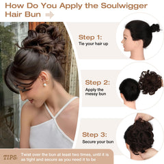 Soulwigger messy bun elastic-band detail demonstrates secure, flexible fit