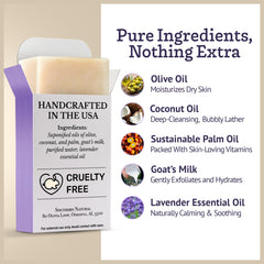 Southern Natural Goat Milk Soap Bar Lavender Pack nourishes dry skin during daily washing.