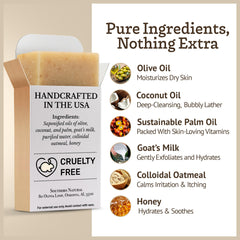 Southern Natural Oatmeal Soap Bar honey droplets on bar close-up for nourishing experience.