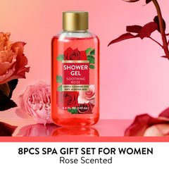 SPA LUXETIQUE WORLD rose-bath-bomb-closeup highlights shimmering bath action for a luxurious soak.