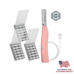 SPA SCIENCES SIMA dermaplane razor in use on the cheek for peach fuzz removal