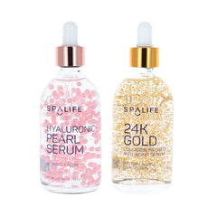 SpaLife 24K Gold Collagen Serum bottle showing radiant glow and firmness potential