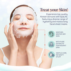 SpaLife Snow Buddies mask applied for deep hydration and smoothing