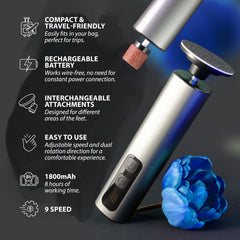 SPARGOS foot remover showing 9 speed settings for tailored care