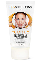 SpaScriptions Turmeric Exfoliating Facial Scrub tube close-up for deep cleansing