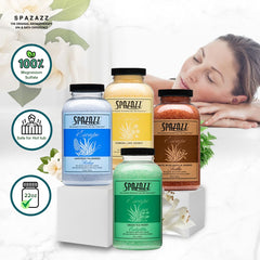 Spazazz Escape Verbena Lime Coconut salts for an uplifting bath experience.