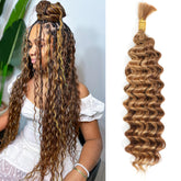 SPCA deep wave bulk braiding hair 18in shows full length for versatile braids.